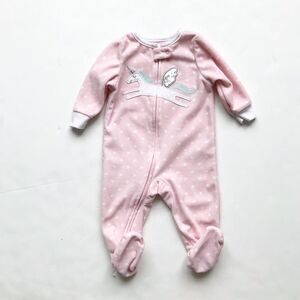Carters unicorn fleece footed pajama GUC 6 months